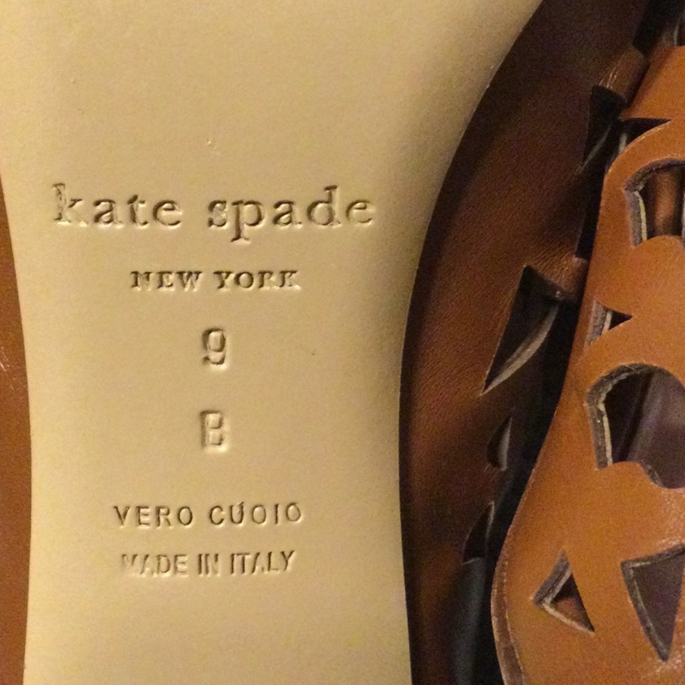 kate spade  size 9 brown laser cut leather 3.75” heels for women - Picture 8 of 9